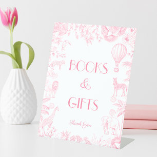 Expositor En L Pink Toile de Jou Baby Shower Libros y regalos