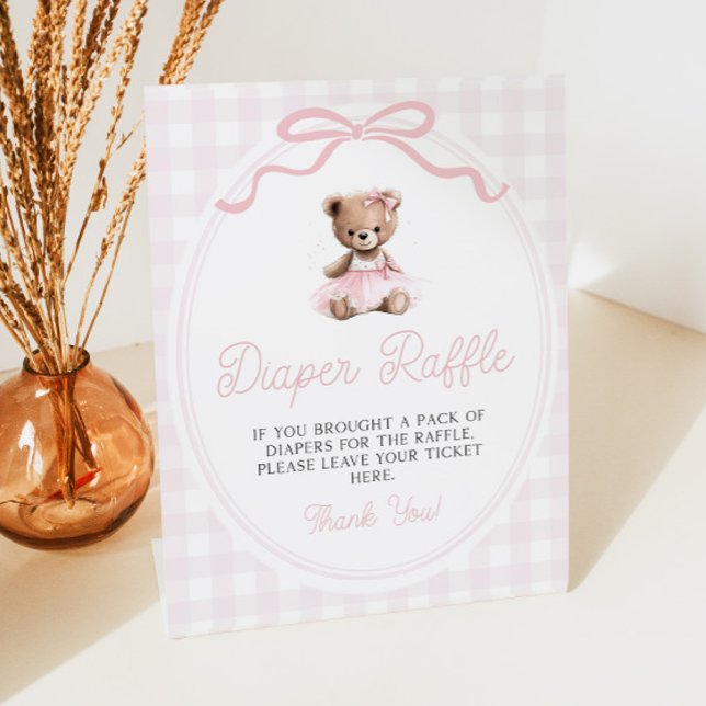 Expositor En L Pink Tutu Teddy Bear Baby Shower Diaper Raffle (Subido por el creador)