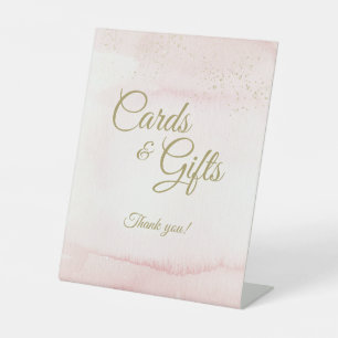 Expositor En L Pink Watercolor Gold Tipo Tarjetas y Regalos de Bo