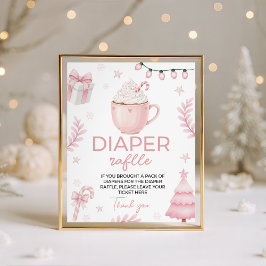 Expositor En L Pink Winter Baby Shower Diaper Raffle Sign