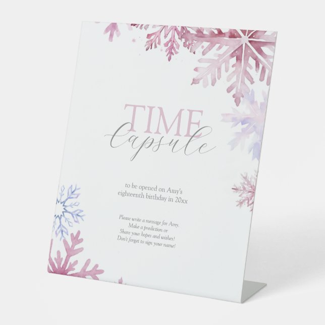Expositor En L Pink Winter Wonderland Time Capsule Sign (Anverso)