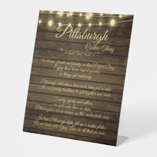 Expositor En L Pittsburgh Cookie Thing Rústic Table Rótulo