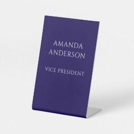 Expositor En L Placa de nombre de título de vicepresidente azul e