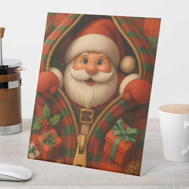 Expositor En L Plaid Santa Claus Christmas Design  (In Situ)