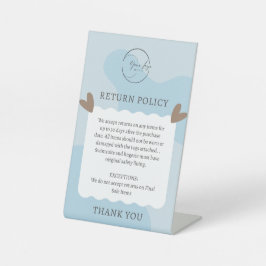 Expositor En L Plaque de política de devolución de producto azul 