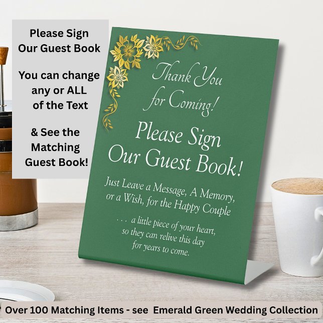 Expositor En L Please Sign Our Guest Book Emerald Green & Gold (Subido por el creador)