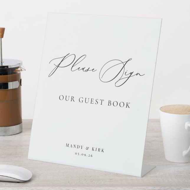 Expositor En L Please Sign Our Guest Book Wedding Sign Minimalist (In Situ)