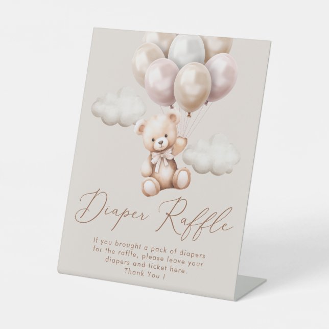 Expositor En L Podemos Esperar A Los Globos De Oso Diaper Raffle (Anverso)