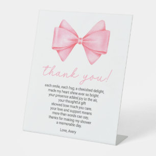 Expositor En L Poema de agradecimiento de Pink Bow Baby Shower