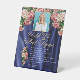 Expositor En L Poema funerario elegante con flores de color rosad