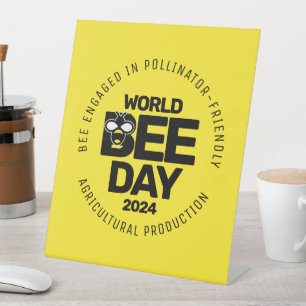 Expositor En L Polinizador negro amarillo del Día Mundial de la A