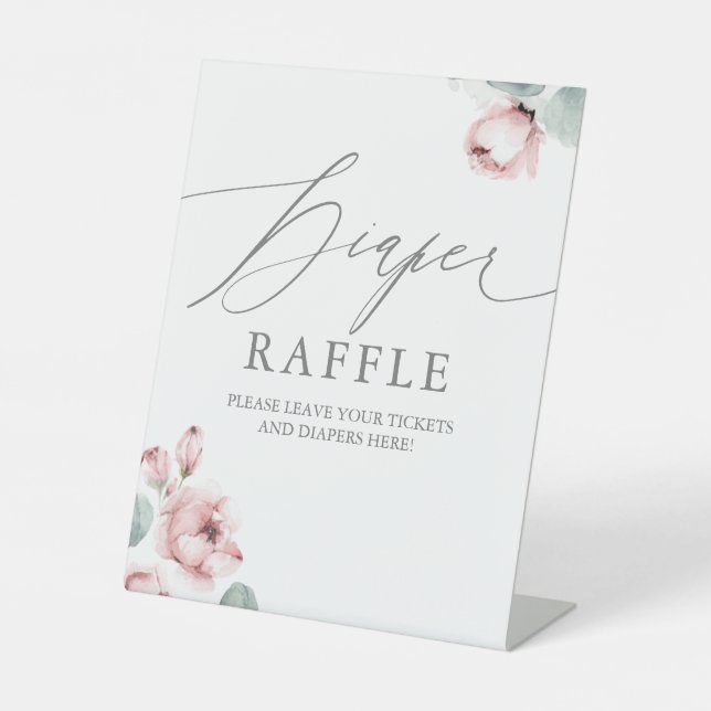 Expositor En L Polvoriento Rosa Flores Diaper Raffle Ticket Place (Anverso)