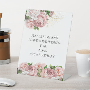 Expositor En L Por favor firme y deje deseos Cumpleaños Floral Ro