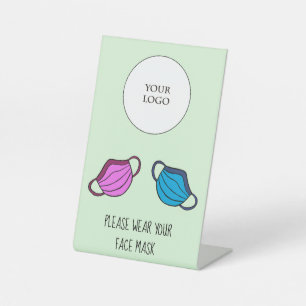 Expositor En L Por favor, lleve su máscara de cara con el logotip