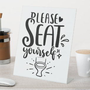 Expositor En L "Por favor, siéntese" divertido baño o café
