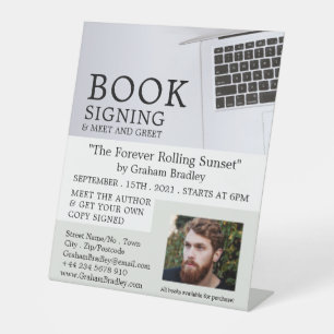 Expositor En L Portátil blanco, publicidad de firma de libros de
