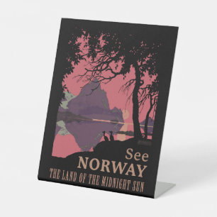 Expositor En L Póster minimalista de atardecer en Noruega - Fiord