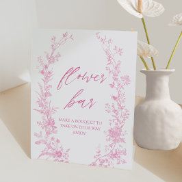 Expositor En L Póster vintage de ramo floral rosa bar de flores