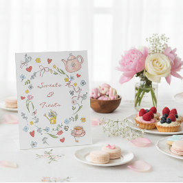 Expositor En L Postre De Ducha Bridal De Té De Mano Dibujado A Ma