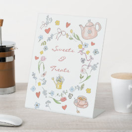Expositor En L Postre De Ducha Bridal De Té De Mano Dibujado A Ma