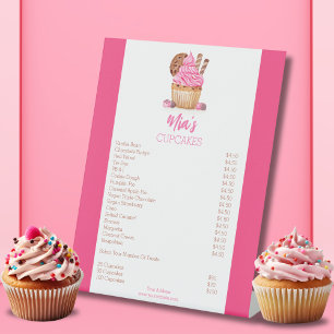 Expositor En L Precio de Cupcake de Acuarela Rosa con Galleta de