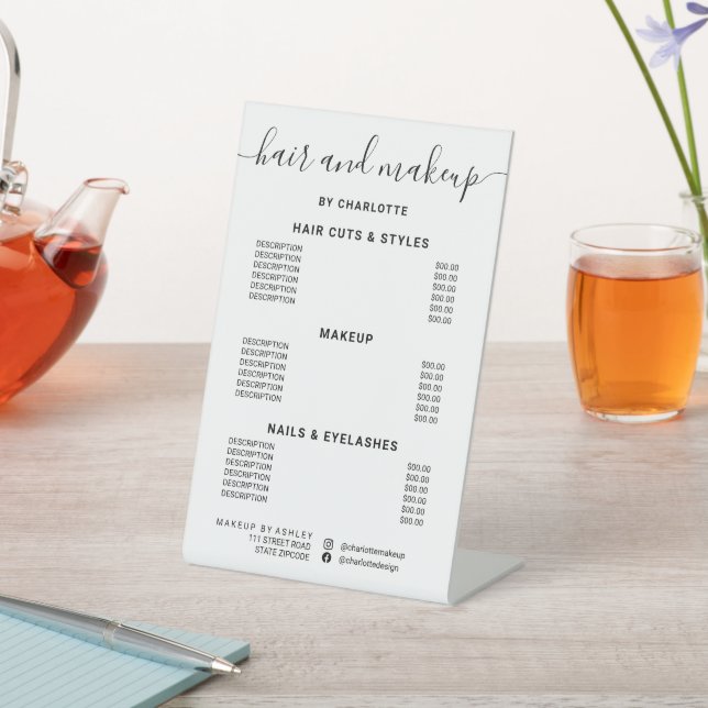 Expositor En L Precio de la peluquería de calligrafía blanca negr (In Situ)