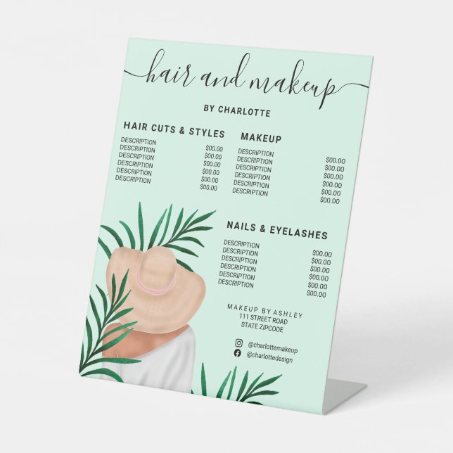 Expositor En L Precio de salón de peinado y maquillaje de cabello (Anverso)