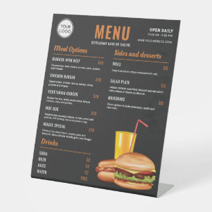 Expositor En L Precios del Menú de Comida de Hamburguesas y Perro
