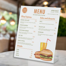 Precios del menú del restaurante de hamburguesas O