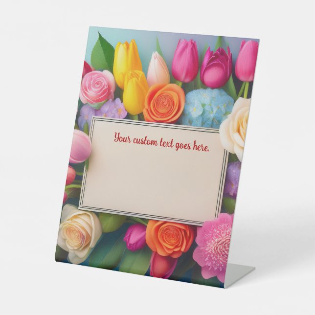 Expositor En L Pretty Floral Framed Roses Tulips Hydrangea Custom (Anverso)