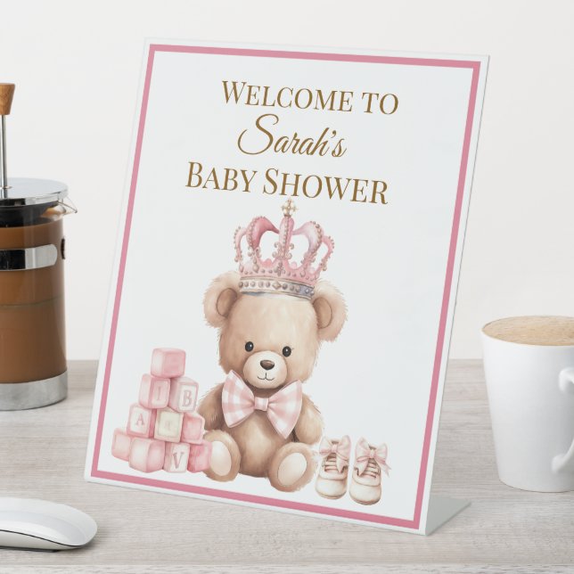 Expositor En L Pretty Pink Pastel Teddy Bear Baby Shower  (In Situ)