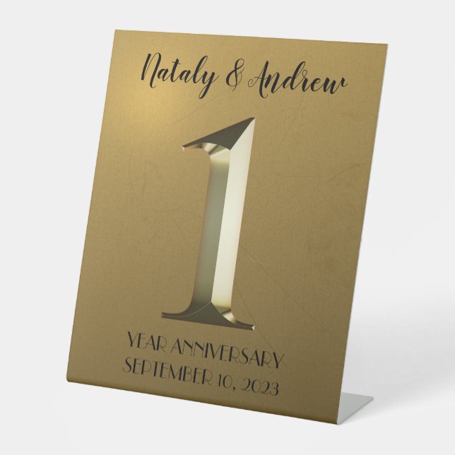 Expositor En L Primer aniversario de boda del oro metálico (Anverso)