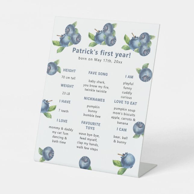 Expositor En L Primer cumpleaños de Blueberry (Anverso)