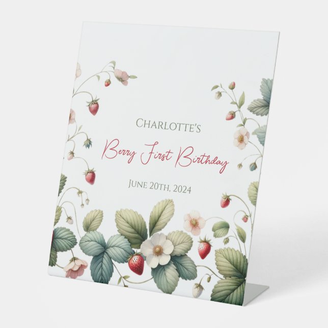 Expositor En L Primer cumpleaños de personalizado Berry (Anverso)