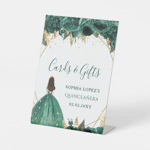 Expositor En L Princesa floral de oro verde Quinceanera