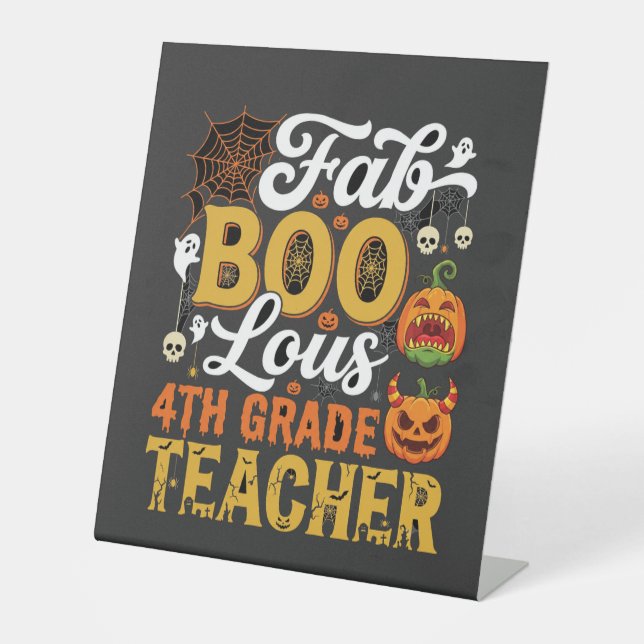 Expositor En L Profesor de cuarto grado fabuloso de Halloween (Anverso)