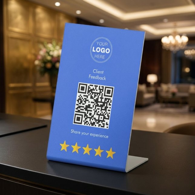 Expositor En L Professional Client Feedback QR Code (Boost Your 5-Star Reviews: Professional Client Feedback QR Code Pedestal Sign)
