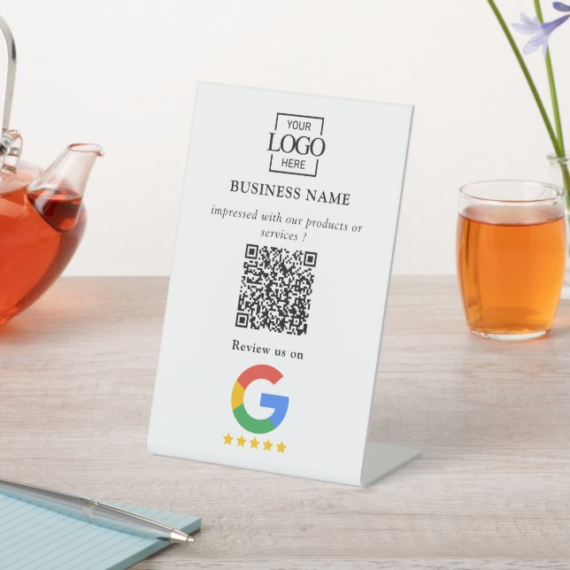Expositor En L Professional Google Reviews QR Code Business Logo (In Situ)