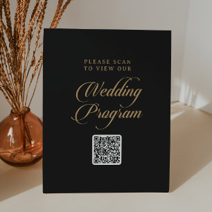 Expositor En L Programa de Boda Clásico con Código QR Negro y Dor