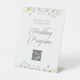 Expositor En L Programa de Boda con Código QR de Flor Silvestre C