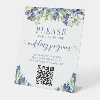 Expositor En L Programa de Boda con Código QR Floral Dulce de Ará