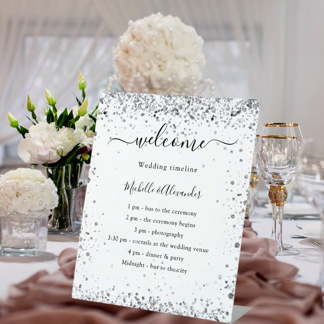 Expositor En L Programa de boda elegante del purpurina blanco pla (Subido por el creador)