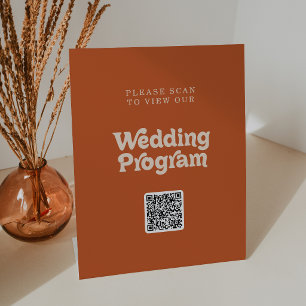 Expositor En L Programa de Boda Formal Simple con Código QR de Te