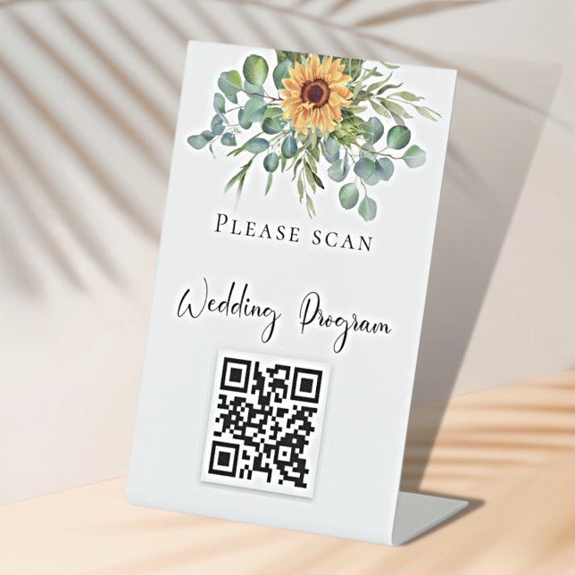 Expositor En L Programa de bodas código QR girasoles eucalipto (Subido por el creador)