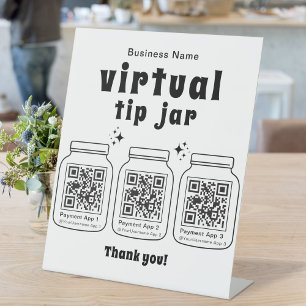 Expositor En L Propina Virtual con 3 Códigos QR