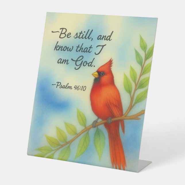 Expositor En L Psalm 46:10 Be Still Red Cardinal Scripture Nature (Anverso)