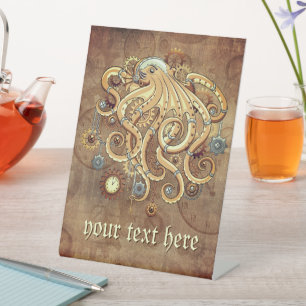 Expositor En L Pulpo Steampunk Retro Fantasía Mecánica