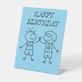 Expositor En L puño bump feliz cumpleaños azul