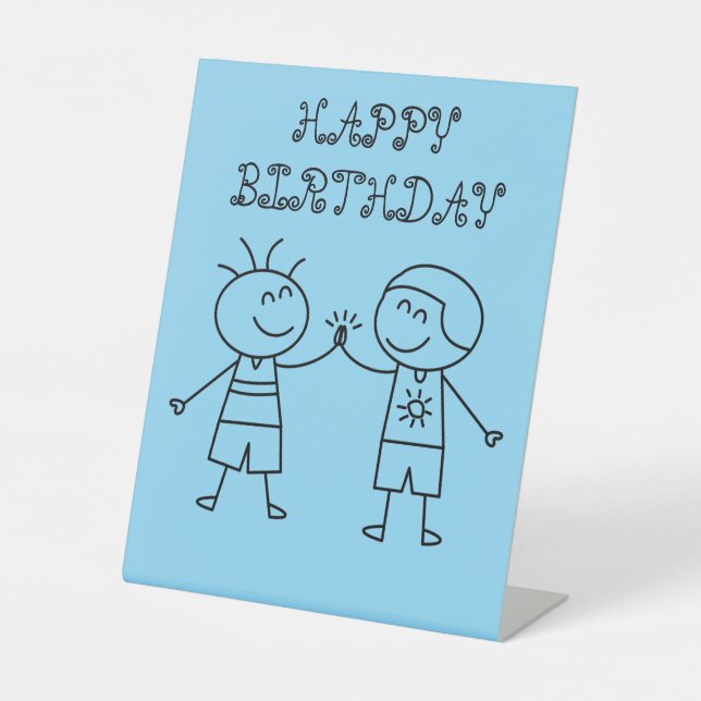 Expositor En L puño bump feliz cumpleaños azul (Anverso)