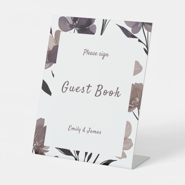 Expositor En L Purple Floral Botanical Wedding (Anverso)